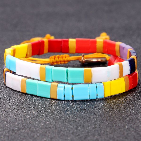 

charm bracelets handmade tila beads bracelet women bohemian miyuki men rainbow color boho delicate adjustable size, Golden;silver