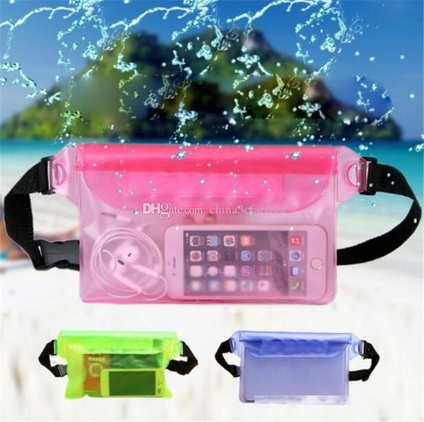 

waterproof pvc waist bag pouch beach pouch with adjustable & extra-long belt large capacity for cell phone