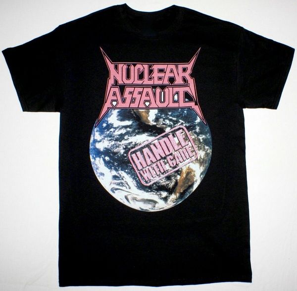 

nuclear assault handle with care s.o.d. anthrax trash metal new black t-shirt cotton round neck tee shirt