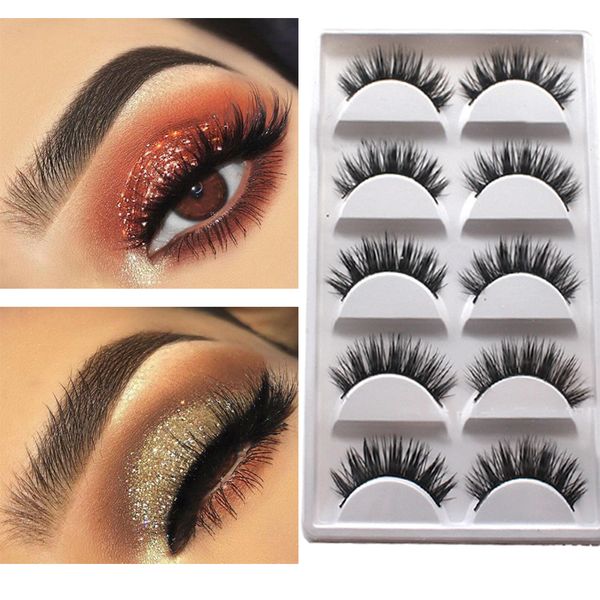 

false eyelashes 5pcs natural extension sparse cross eyelash makeup long heat