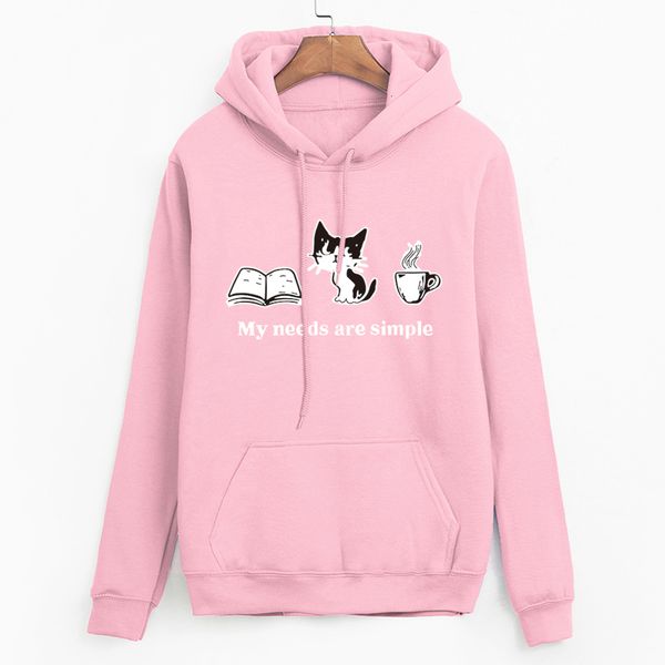 

long sleeve casual fleece sweatshirts 2020 cat printed female harajuku hooded hoodies autumn women streetwear cute pullovers, Black