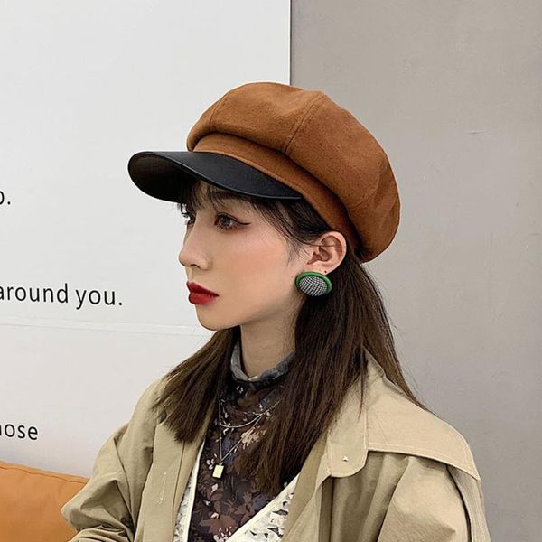

hat female retro literary octagonal hat warm autumn and winter japanese all-match painter beret, Blue;gray