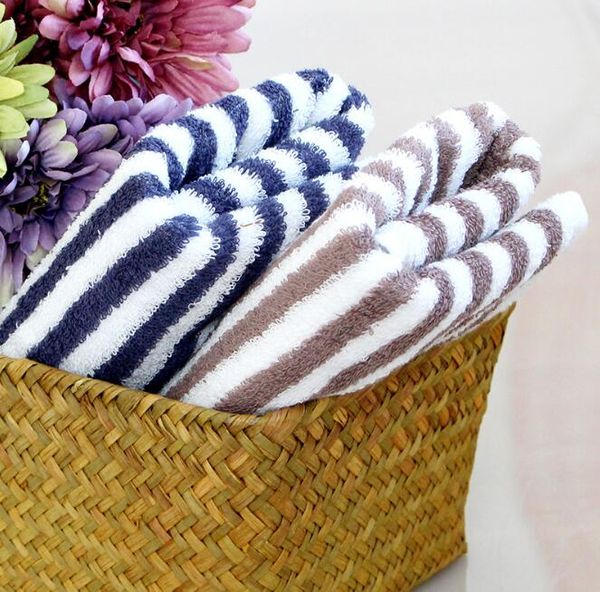 

34x85cm striped eco cotton towel face hand hair bath towel looped terry family l general use