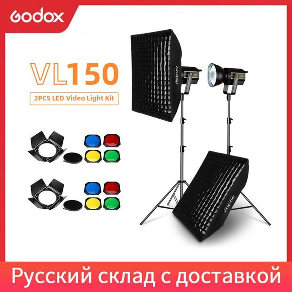 

godox vl150 150w 5600k white version led video light continuous output + 70x100cm grid softbox + 2.8m light stand studio