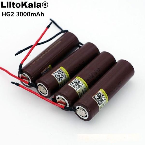 

replacement batteries liitokala new hg2 18650 3000mah battery 18650hg2 3.6v discharge 20a, dedicated batteries diy silica gel cable