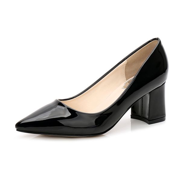 

pumps oversized 40-46 professional pointed toe high heels women low heel daily ladies brand shoes daily office pumps, Black