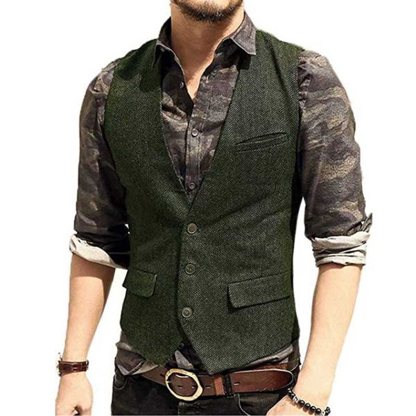 

men's vests suit vest v neck wool herringbone tweed casual waistcoat formal business groomman for green/black/gray/navy/burgundy, Black;white