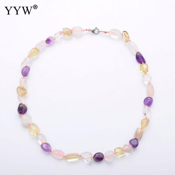 

trendy quartzs women necklace irregular seadbeads transparent natural stone multicolored jewelry accessories birthday gift, Silver