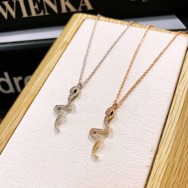 

змея ожерелье для женщин циркон животных золота цепи ожерелье минимализм стиль сплава модный женский ювелирные изделия bijoux gift bff, Silver