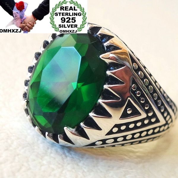 

omhxzj wholesale european fashion man party wedding gift silver black green oval zircon taiyin ring rr326, Golden;silver