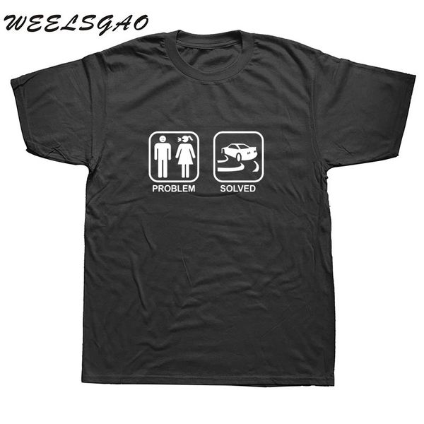 

fashion funny problem solved drift t shirt men short sleeve cotton car drift t-shirt tshirt man clothing