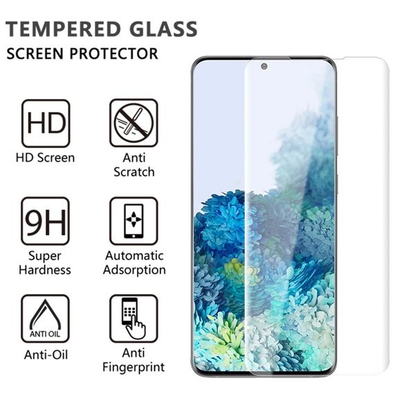 

9h curved full glue tempered glass for huawei p20 30 40 pro samsung note 10e s9 s8 s10 5g plus screen protector case friendly with uv light