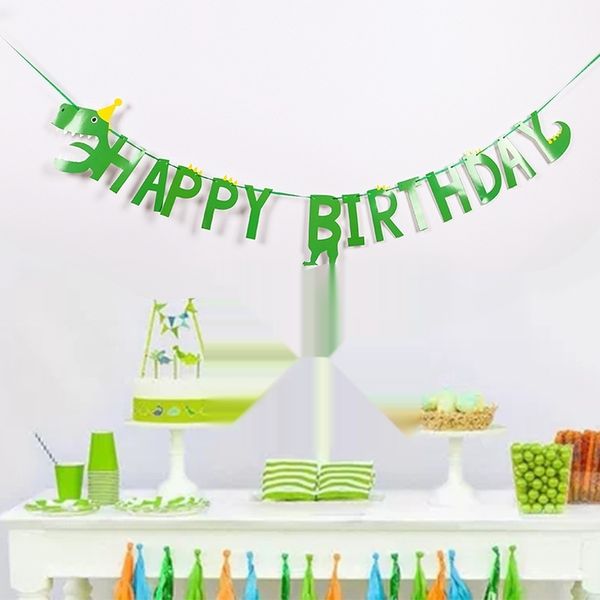 

green dinosaur letter creative -pulling theme party decoration pull flagcolor pull flag decoration flower-pulling colorful flag iluqe