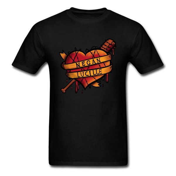

bloody love lucille t-shirt men tshirt walking dead t shirts cotton tees vintage heart printed black clothing