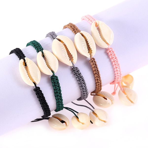

charm bracelets ethnic colorful rope braided friends beach cowry boho real seashell shell adjustable cord women, Golden;silver