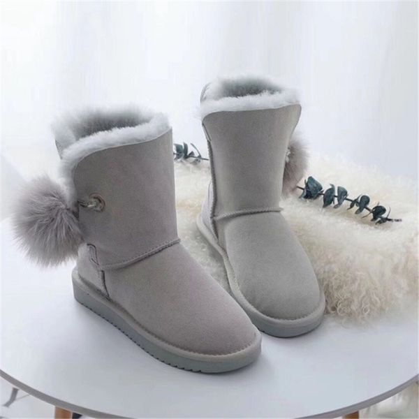

2020 shoes women new fashion 100% genuine sheepskin leather snow boots natural fur waterproof real wool women boots, Black
