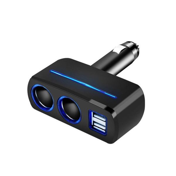 

car cigarette lighter socket splitter plug converter auto dual usb 12-24v 120w led charger power adapter for phone mp3 dvr gps