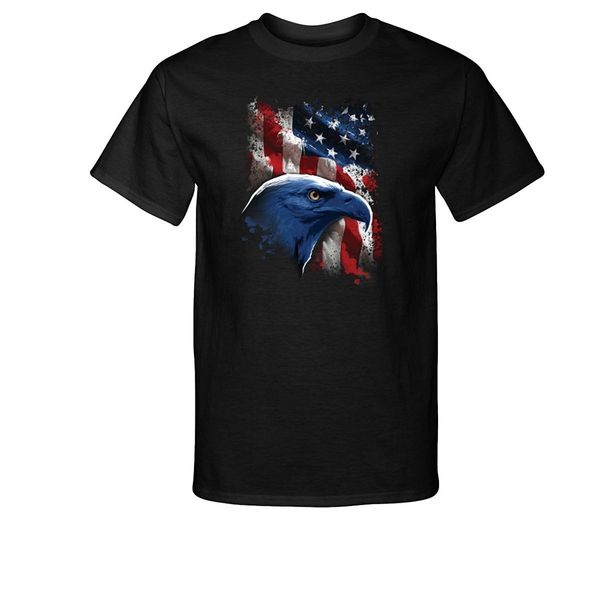 

2019 new fashion tee shirt casual eagle face and american flag stars and stripes patriotic t-shirt