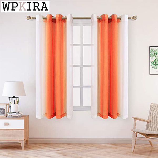 

american style window left and right gradient tulle curtain for living room rainbow curtain for bedroom linen drape s430#40