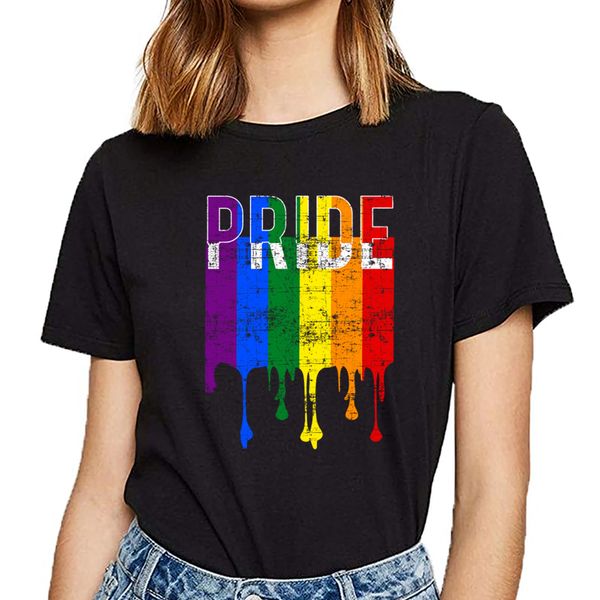 

топы футболка женщины гей радужный флаг мода белой печати женский tshirt