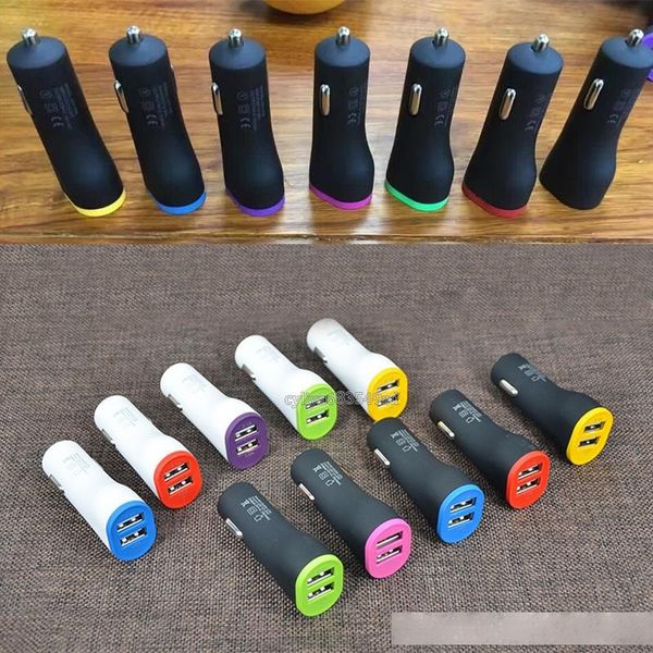 

universal matte deff 5v 1a dual usb mini auto car charger adapter for mobile phone 200pcs/lot