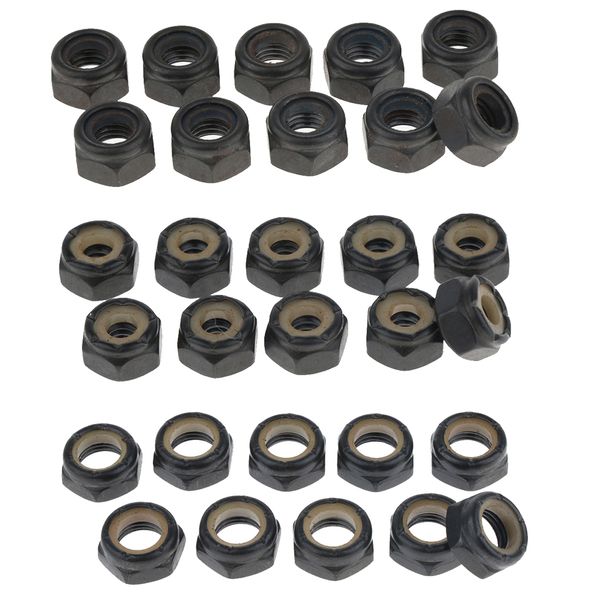 

30pcs стандартный мост гайка 5/8 / 10мм скейтбординг hardware black
