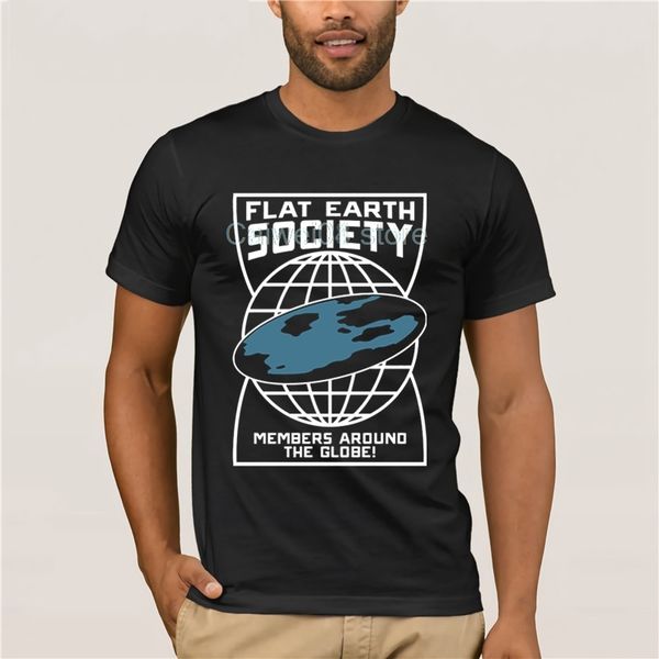 

geek t shirt men flat earth society members around the globe tees school funky t shirt boys cotton black tshirt 2019 new
