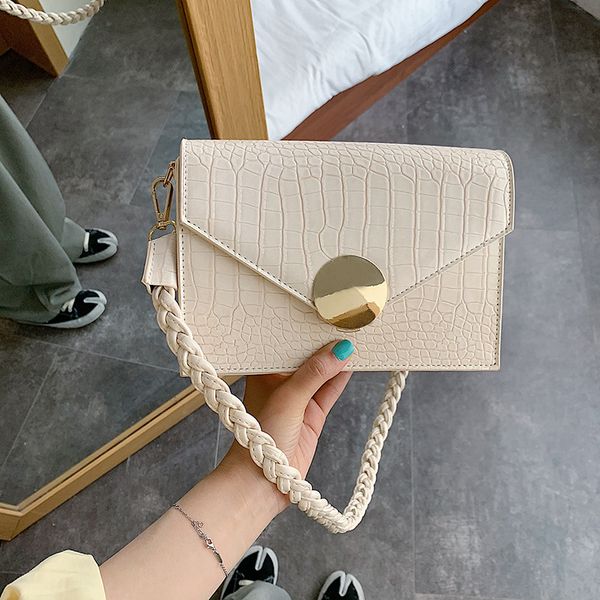 

crocodile pattern bags for women 2020 sac a main femme pu leather shoulder bag woven strap ladies hand bag chain crossbody