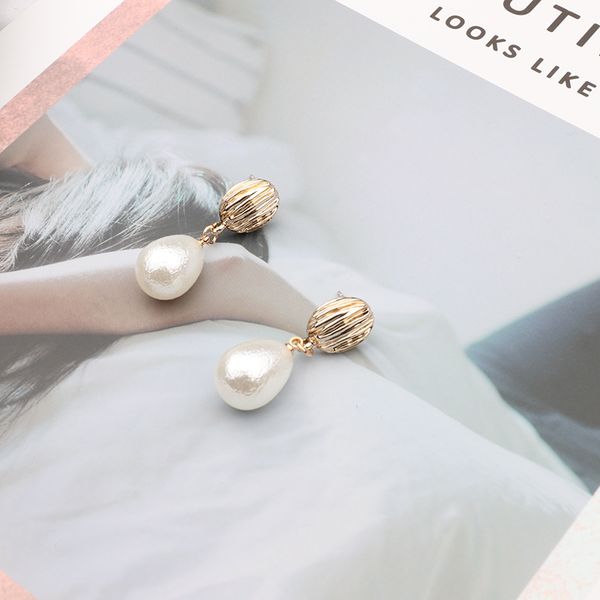 

dangle & chandelier 2021 vintage style irregular metal gold color waterdrop freshwater pearl drop earrings geometric japan pendientes jewelr, Silver