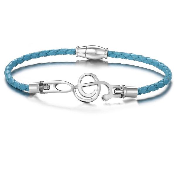 

charm bracelets 2021 jewelry stainless steel weave music symbol leather bracelet vintage titanium cuff magnet for women, Golden;silver