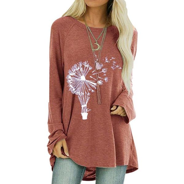 

women's t-shirt autumn women t shirt printed loose long sleeve pullovers o neck clothing casual female, White