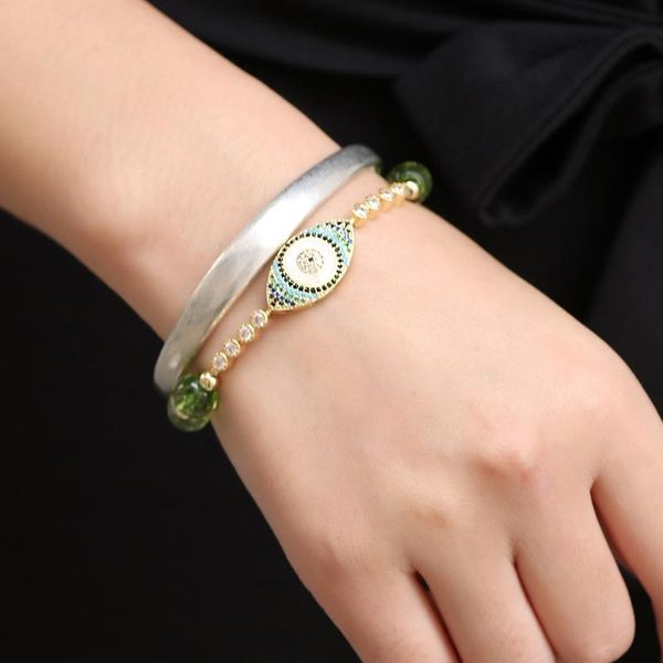 

yal european and american fashion quality olivine zircon bracelet alloy eyes with bracelet accessories synoke, Golden;silver