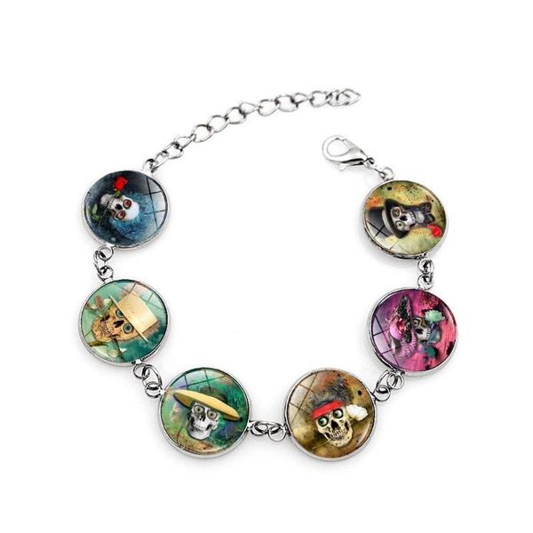 

bracelet accessories creative skull time gem crystal bracelet glass jewellery bracelets for women, Golden;silver
