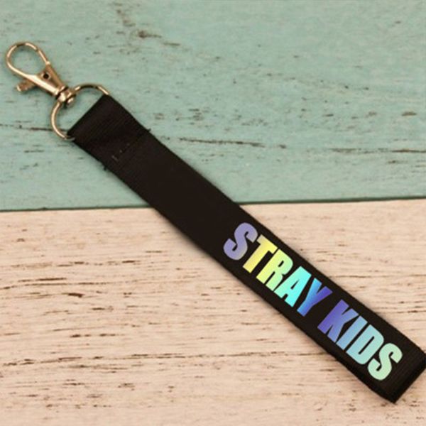 

kpop stray kids laser mobile phone strip portait key chain cute phone strap keyring bag accessory bang chan kim woo jin, Silver