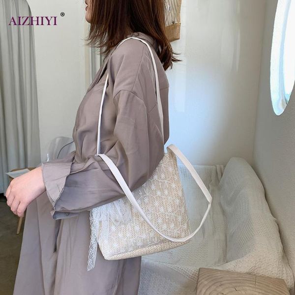 

lace woven shoulder bag women weave handbags fashion beach casual totes purse female classic elegant shoulder bags