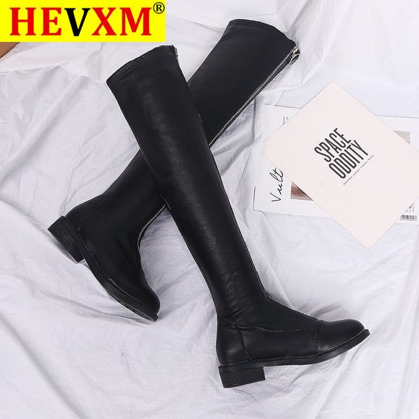 

women boots autumn flock over the knee boots fashion high heel long pointed toe zipper winter plush woman shoes, Black