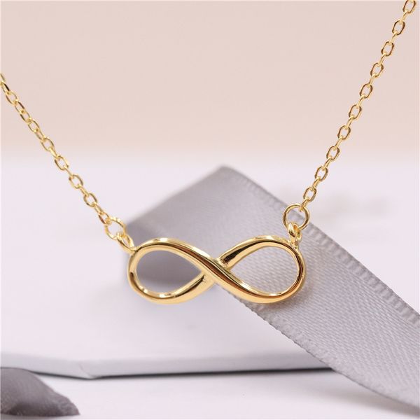 

AprilGrass Brand Personalized Infinity Pendant Necklaces for Women Choker Lucky Number Eight Long Chain Necklace 925 Sterling Silver Jewelry