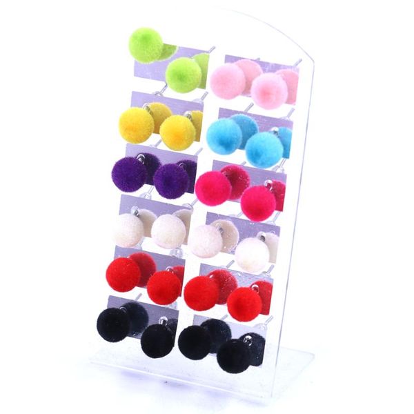 

stud factory selling korea design pile coating resin plastic ball iron stick earring 12pairs/lot, Golden;silver