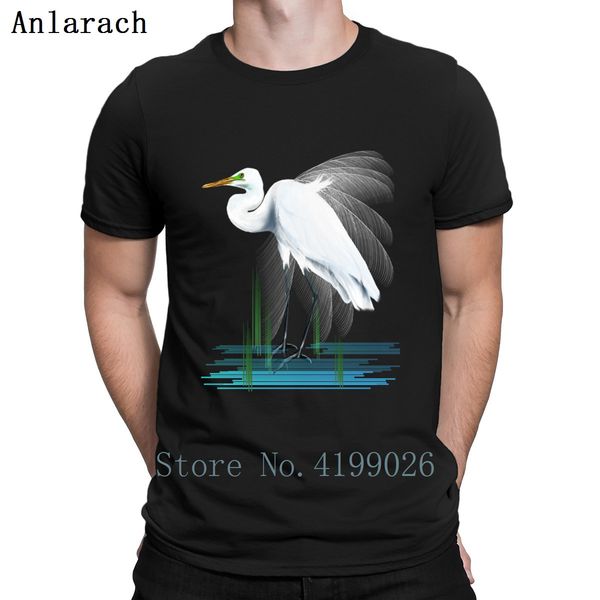 

american egret heron t shirt novelty fit round collar printed casual costume cotton summer style shirt