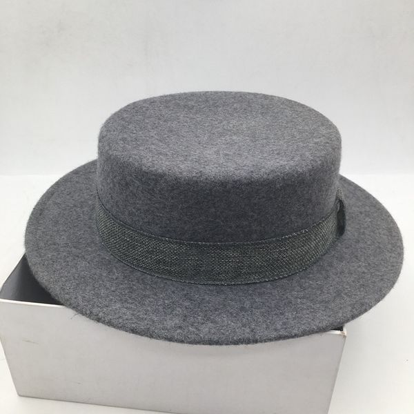 

fedora wool felt new hat wide-brim style restoring ancient ways is edition of england cap wide-brim ins wind letter grace, Blue;gray