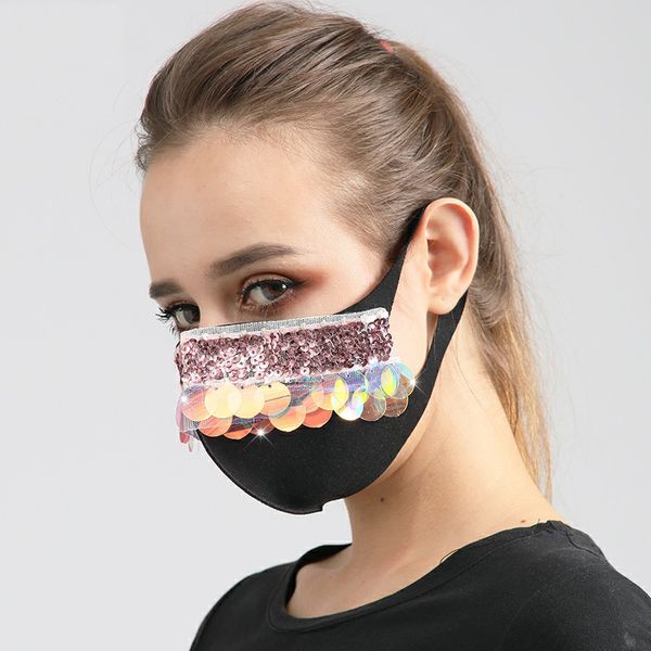 

colorful flash drilling mermaid color silk cotton women decorative shiny party face masks