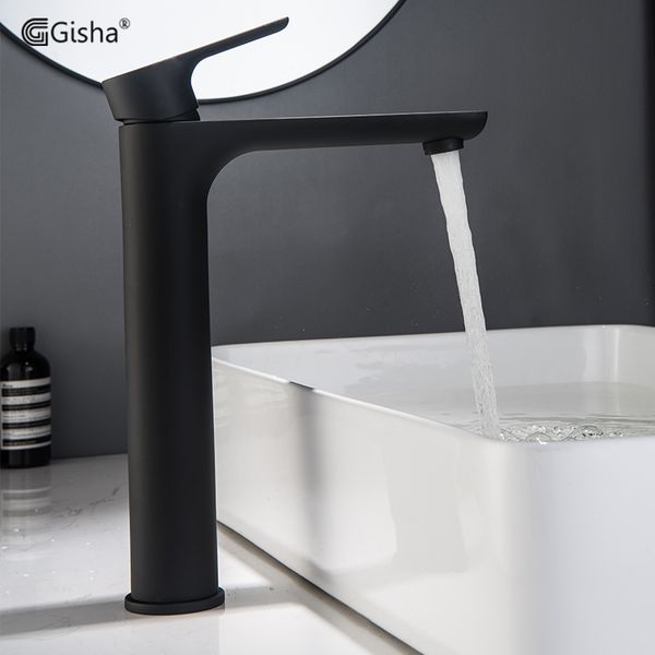 

bathroom sink faucets gisha black brass basin faucet luxury mixer tap deck mounted and cold g1116