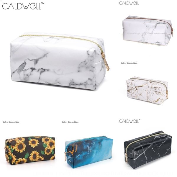 

2019 new marble pu portable marble storage cosmetic baghand bag large capacity cosmetic storage bag unjsn