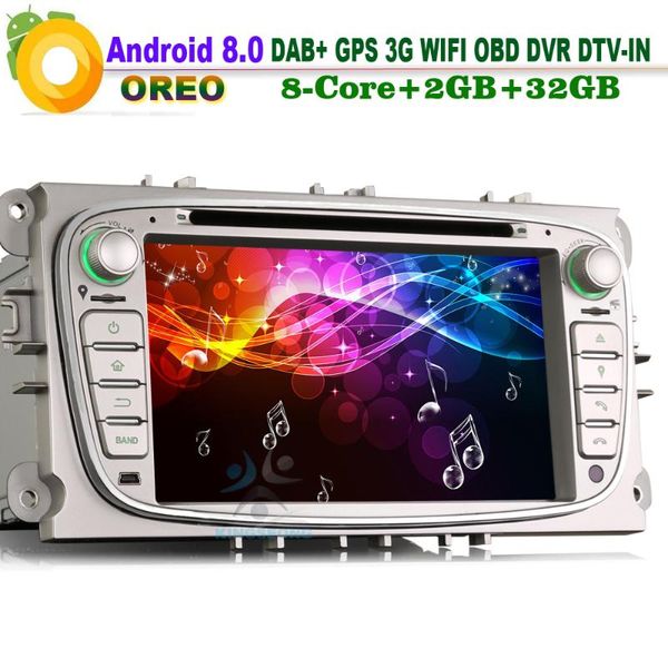 

7"android 8.0 autoradio sat navi dab+ dvd dtv-in navigation car radio player for s-max obd wifi gps dvr bluetooth rds bt 3g
