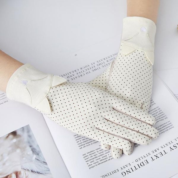 

women' summer cute outdoor touch screen finger gloves lace sunscreen non-slip driving gloves sun protection non-slip glove, Blue;gray