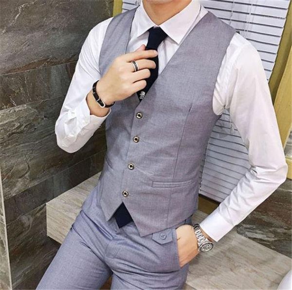 

outerwears mens business suits vest sleeveless fashion solid color mens, Black;white