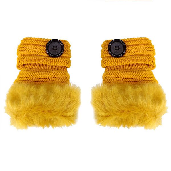 

five fingers gloves winter female fingerless without faux fur wrist button decoration knit patchwork, Blue;gray