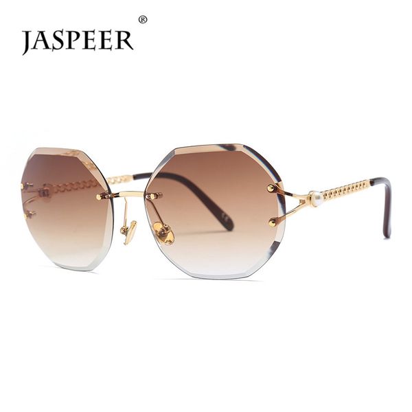

jaspeer rimless sunglasses women shades cutting lens frameless luxury sun glasses for men gradient ladies uv400 eyeglasses, White;black
