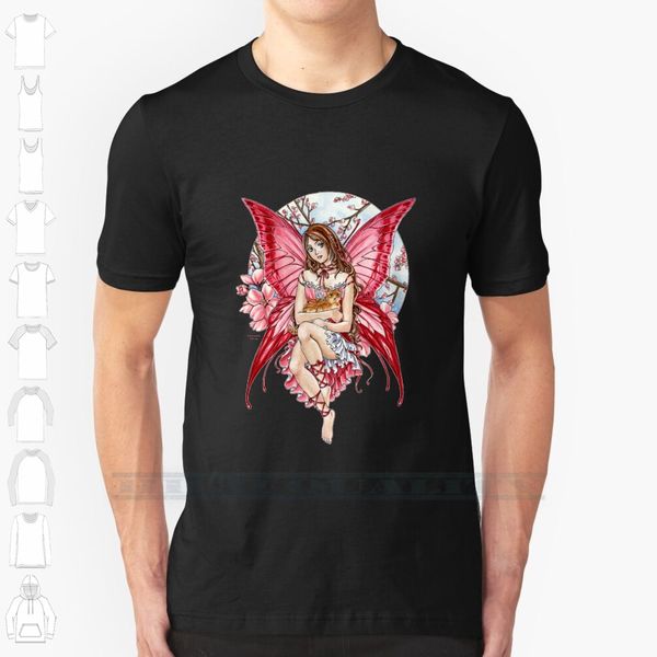 

pink fairy & ginger cat custom design print for men women cotton new cool tee t shirt big size 6xl fairy cat redhead