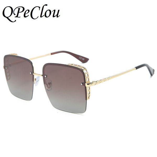 

qpeclou 2020 new fashion oversized polarized sunglasses women vintage metal hollow square sun glasses men gradient, White;black